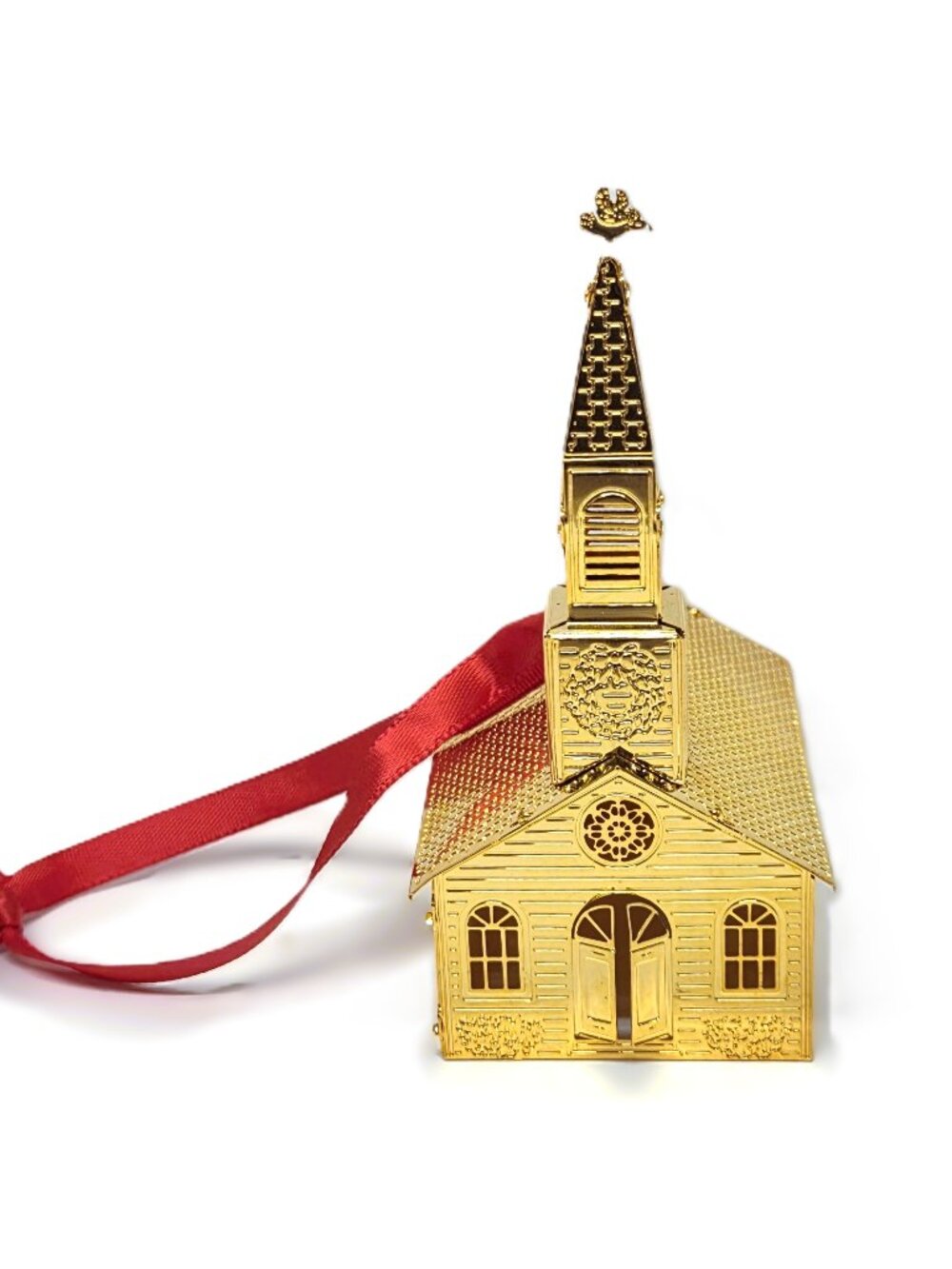 Towle Silversmiths Gold Filigree Church Christmas Ornament Brass Chapel